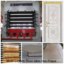 Multi layers hot press for making door skin